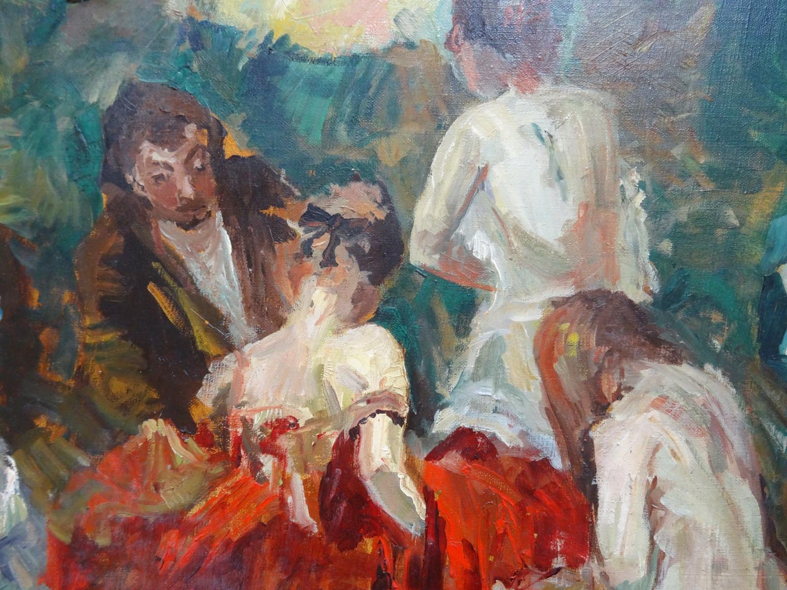 At the ball. Paris. Oil on canvas, 50, 2x69, 3 cm - Impressionist Painting by Roald Jacobsen