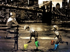 ROAMCOUCH: Brooklyn Bridge (Sepia) - Screen print on paper, Street art, Graffiti