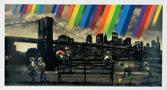 ROAMCOUCH: Brooklyn Bridge (Sepia) - Screen print on paper, Street art, Graffiti