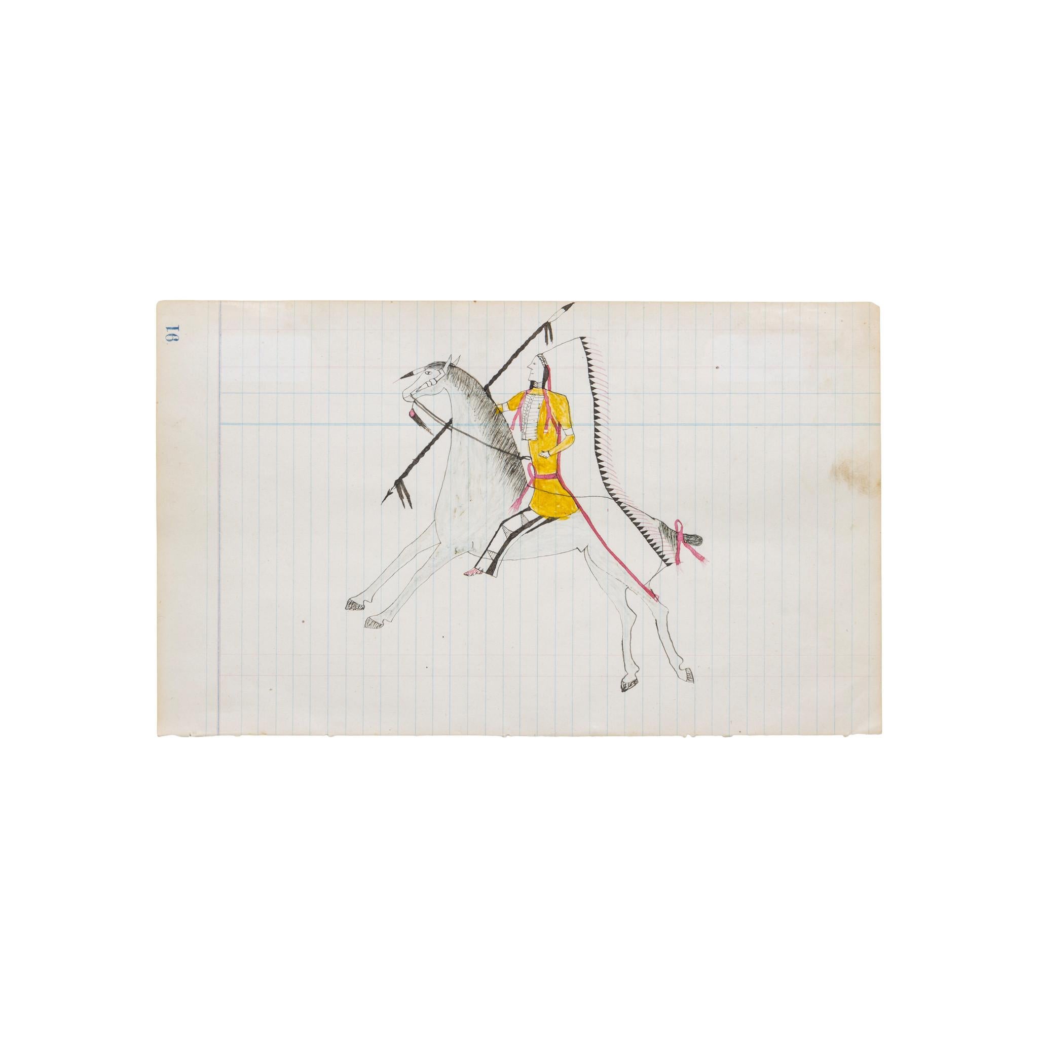 Nativo americano Aquila di Roan, disegno del registro del guerriero Wanbli Hito in vendita