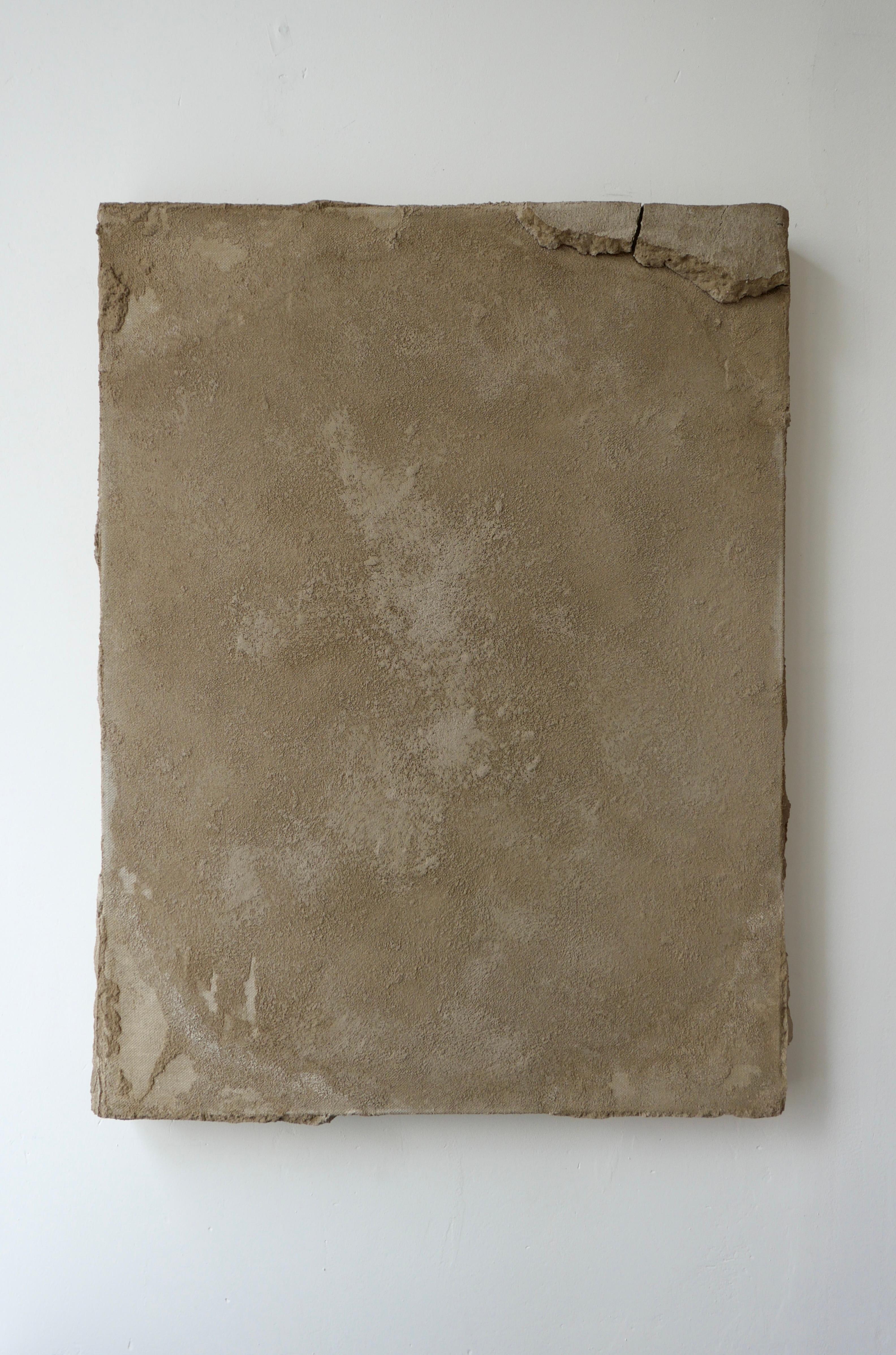 Raw Earth-Toned Mixed Media auf Leinwand, Beton und Sand, 2024 – Ohne Titel 85241 im Angebot 1