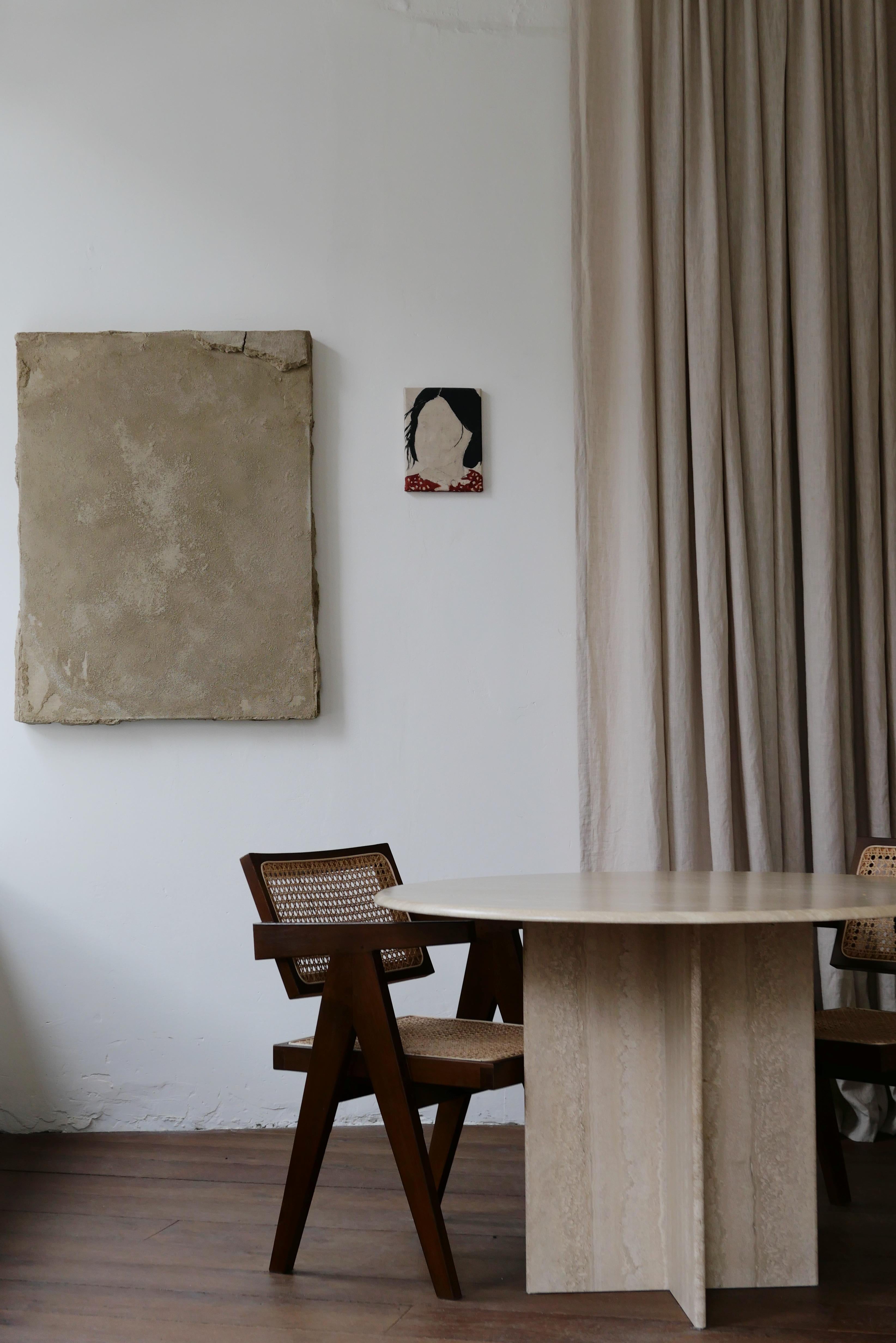 Raw Earth-Toned Mixed Media auf Leinwand, Beton und Sand, 2024 – Ohne Titel 85241 (Abstrakt), Mixed Media Art, von Roan Van Oort