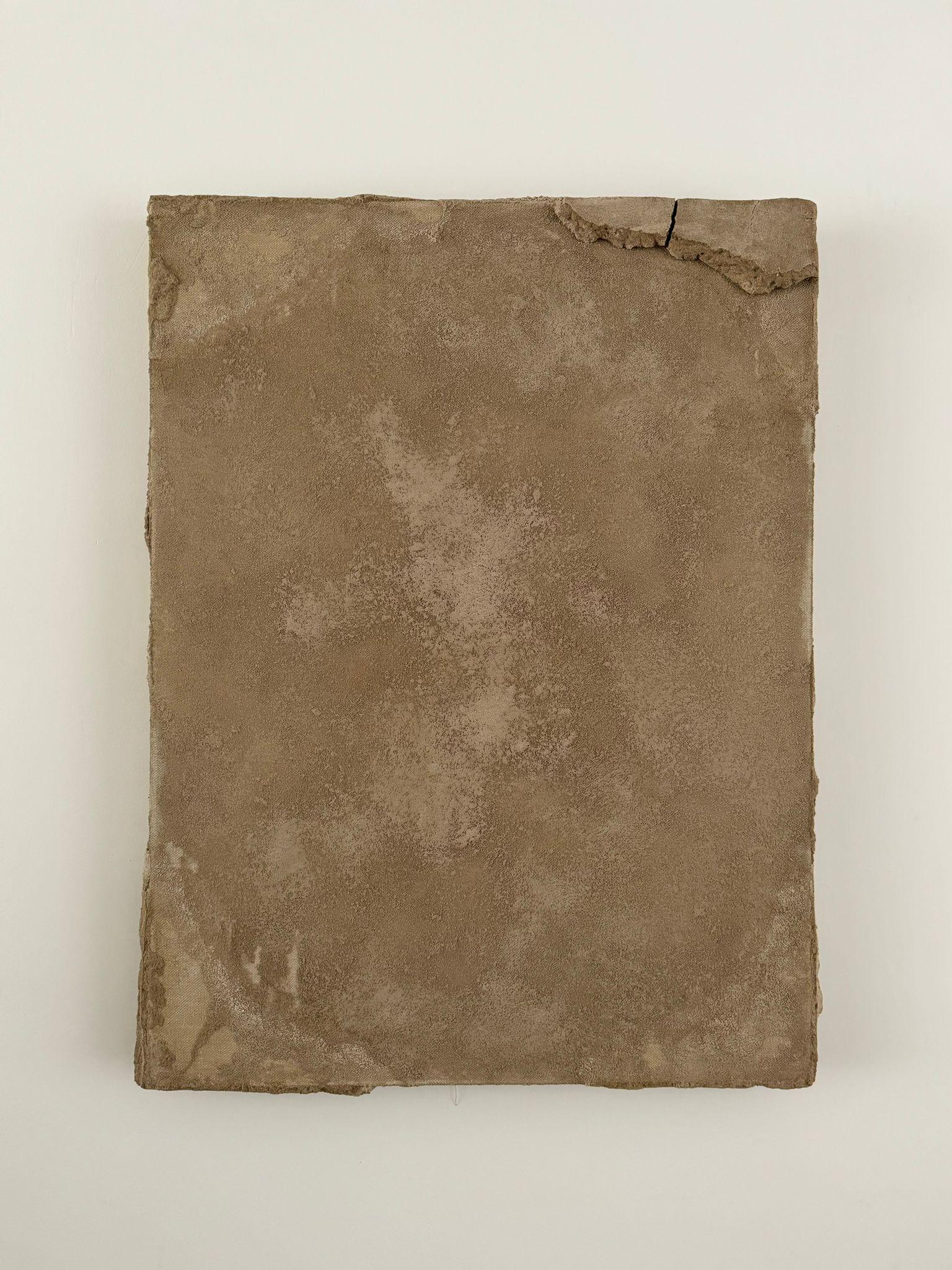 Raw Earth-Toned Mixed Media auf Leinwand, Beton und Sand, 2024 – Ohne Titel 85241 – Mixed Media Art von Roan Van Oort