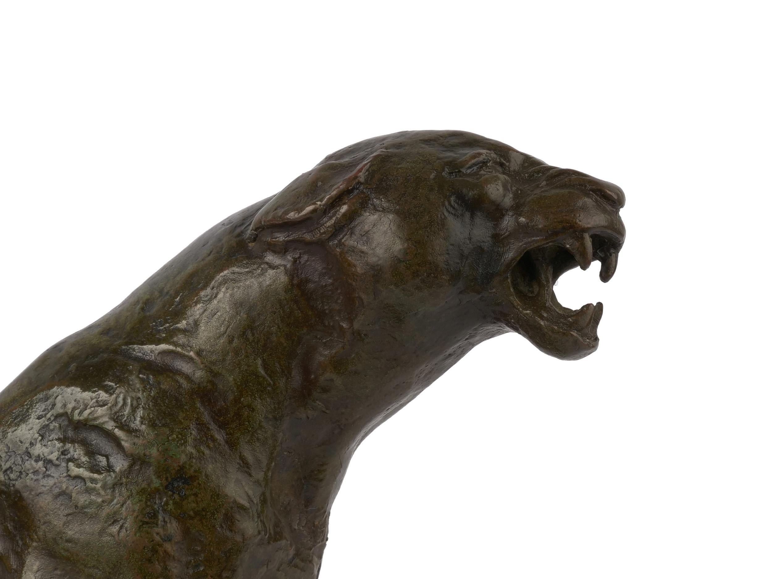 Roaring Jaguar Art Deco Französische Bronzeskulptur von Adolphe Geoffroy & Susse im Angebot 6