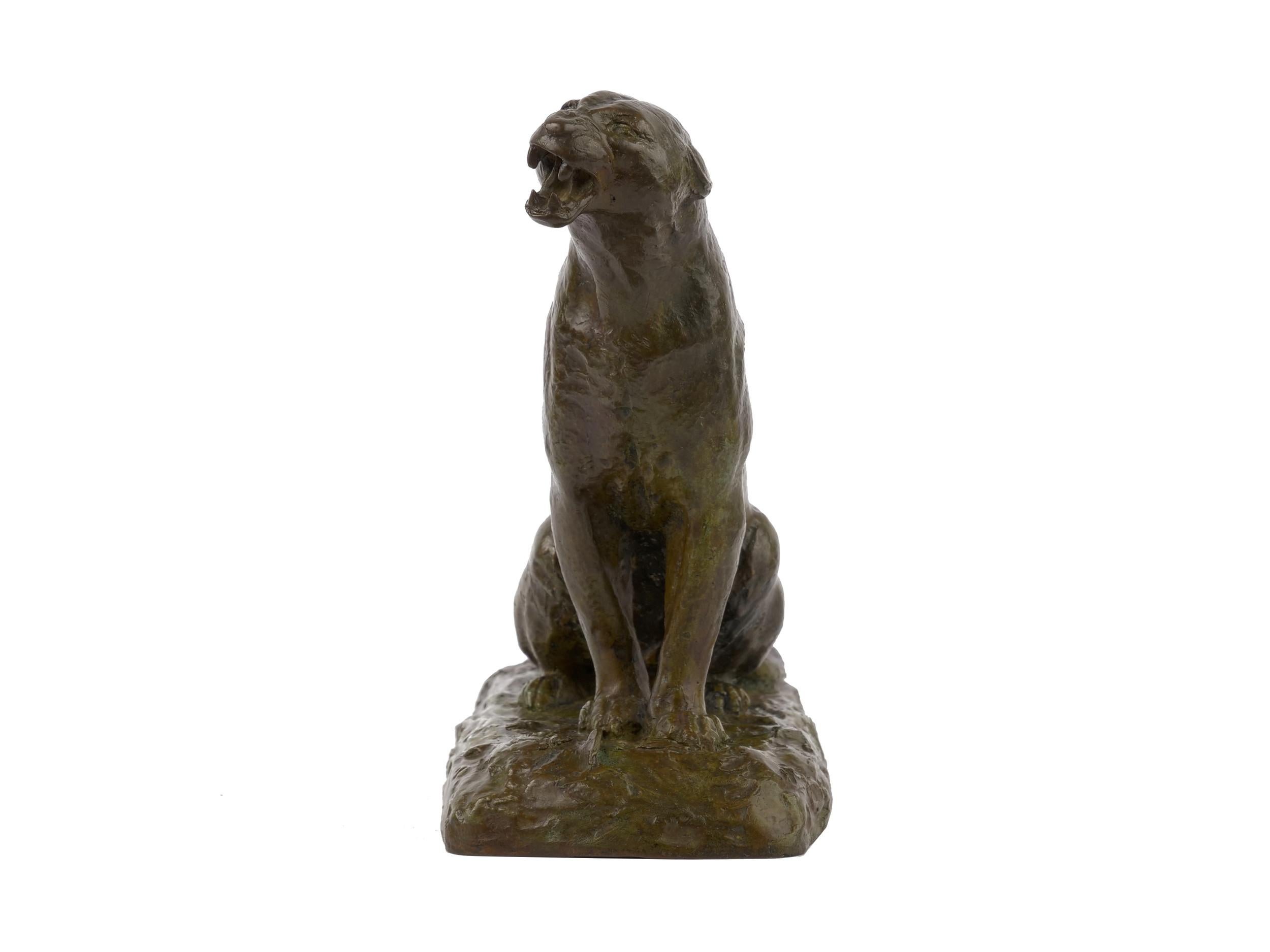 Modern “Roaring Jaguar” Art Deco French Bronze Sculpture by Adolphe Geoffroy & Susse For Sale