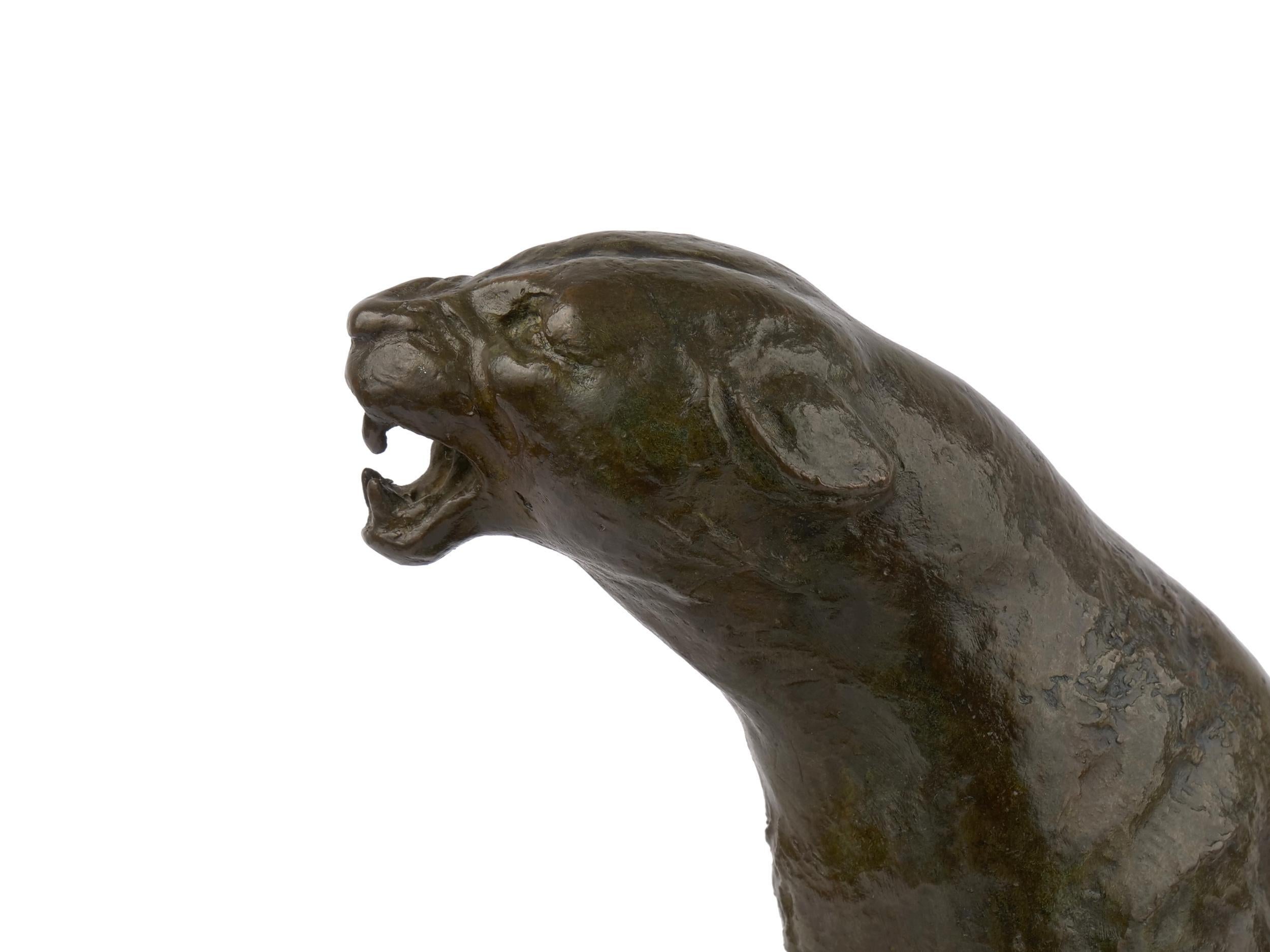 “Roaring Jaguar” Art Deco French Bronze Sculpture by Adolphe Geoffroy & Susse For Sale 3