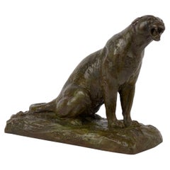 “Roaring Jaguar” Art Deco French Bronze Sculpture by Adolphe Geoffroy & Susse