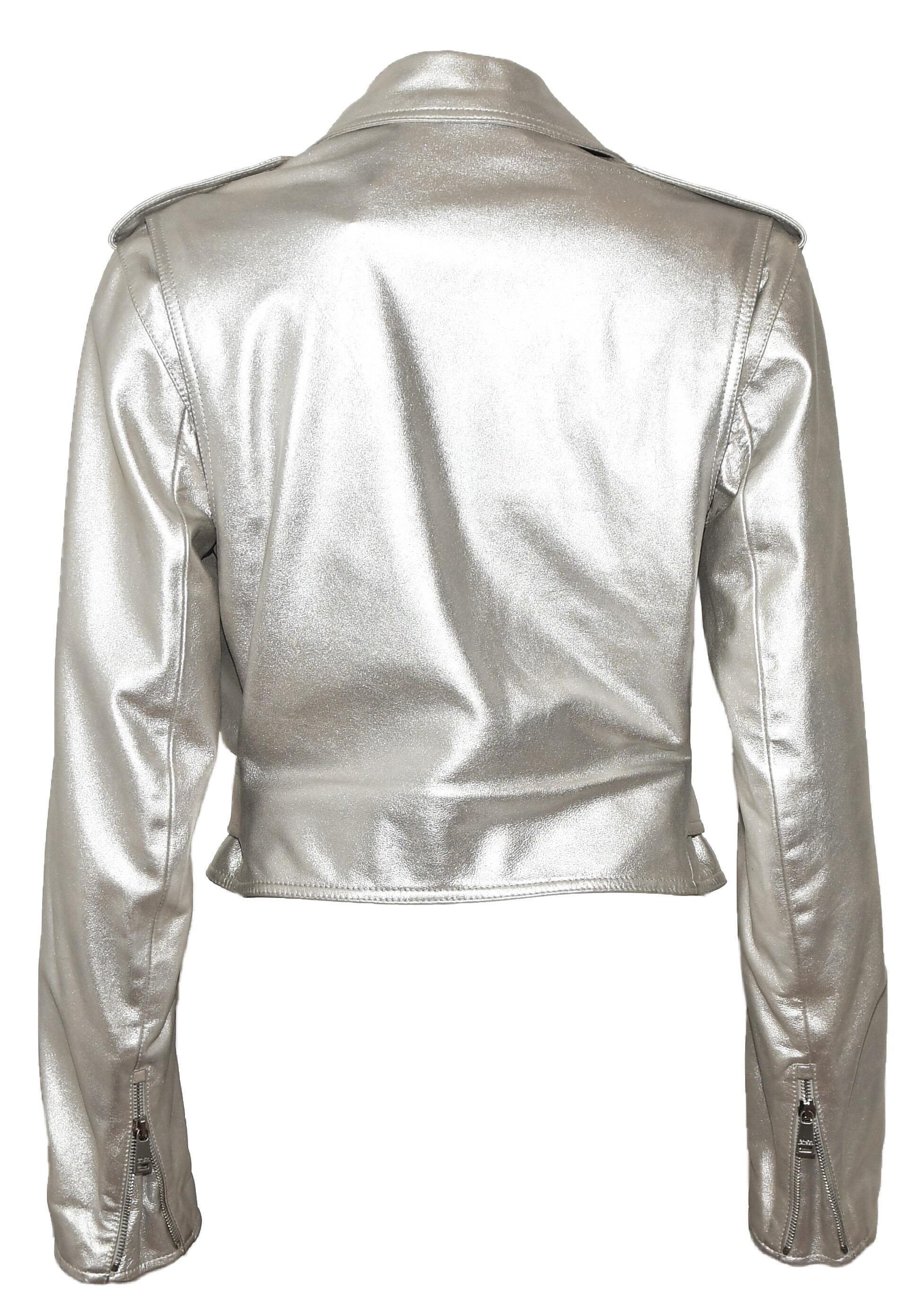 silver leather motorcycle jacket
