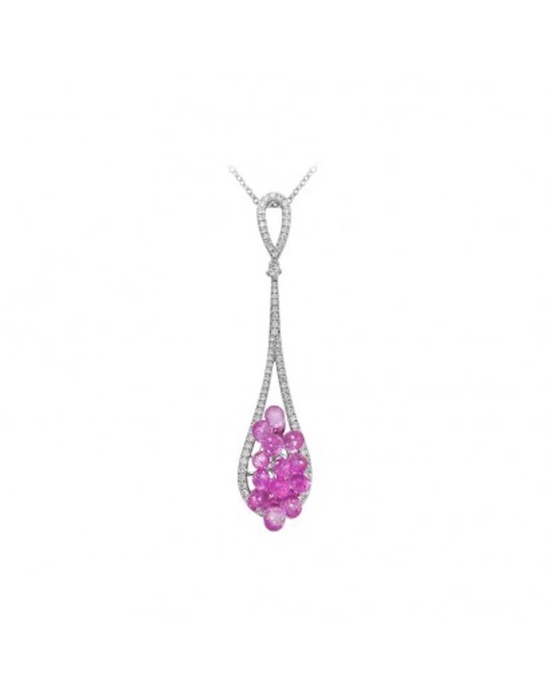 Roaring 1920as Inspired Pink Sapphire White Diamond Gold Drop Earrings For Sale 1