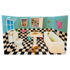 Roark Gourley - Terremoto nel bagno, scultura in resina di Memphis firmata negli anni '90 158/175