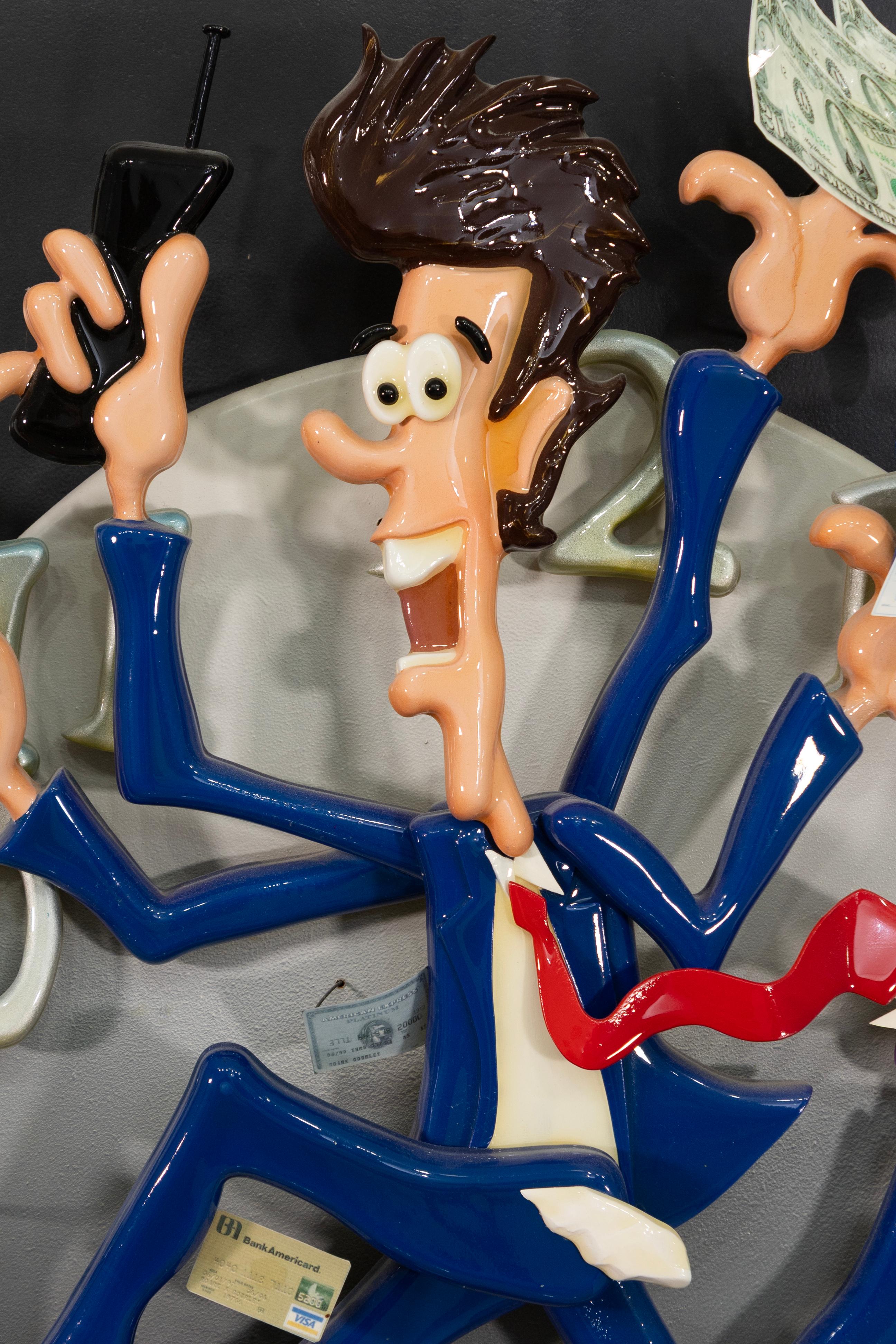 American Roark Gourley – Time And Money, 1990s Signed Resin Contemporary Sculpture 5/50 For Sale