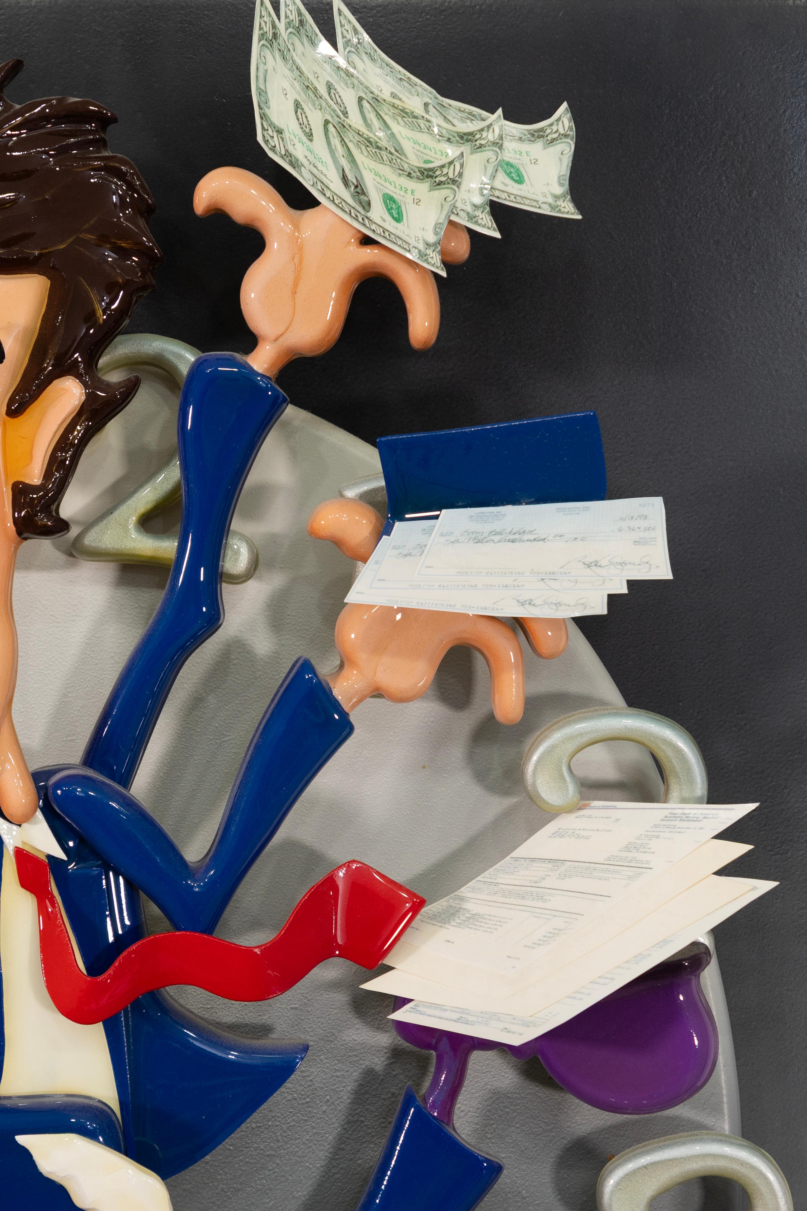 Roark Gourley – Time And Money, 1990s Signed Resin Contemporary Sculpture 5/50 In Good Condition For Sale In Keego Harbor, MI