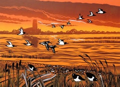 Oystercatchers de la rivière Riverside, Rob Barnes, Tirage en édition limitée, Paysage art