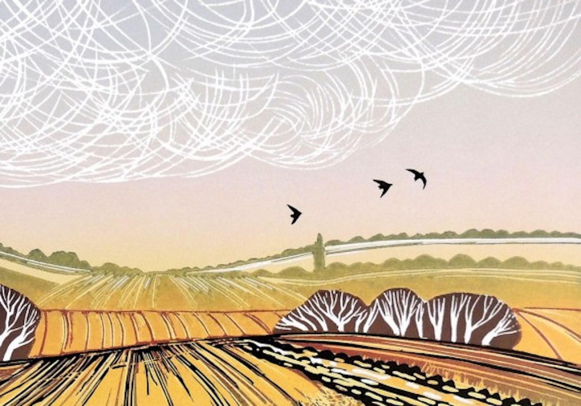 A Fine Day For Lapwings, Rob Barnes, estampe en édition limitée, œuvre d'art de paysage en vente 2