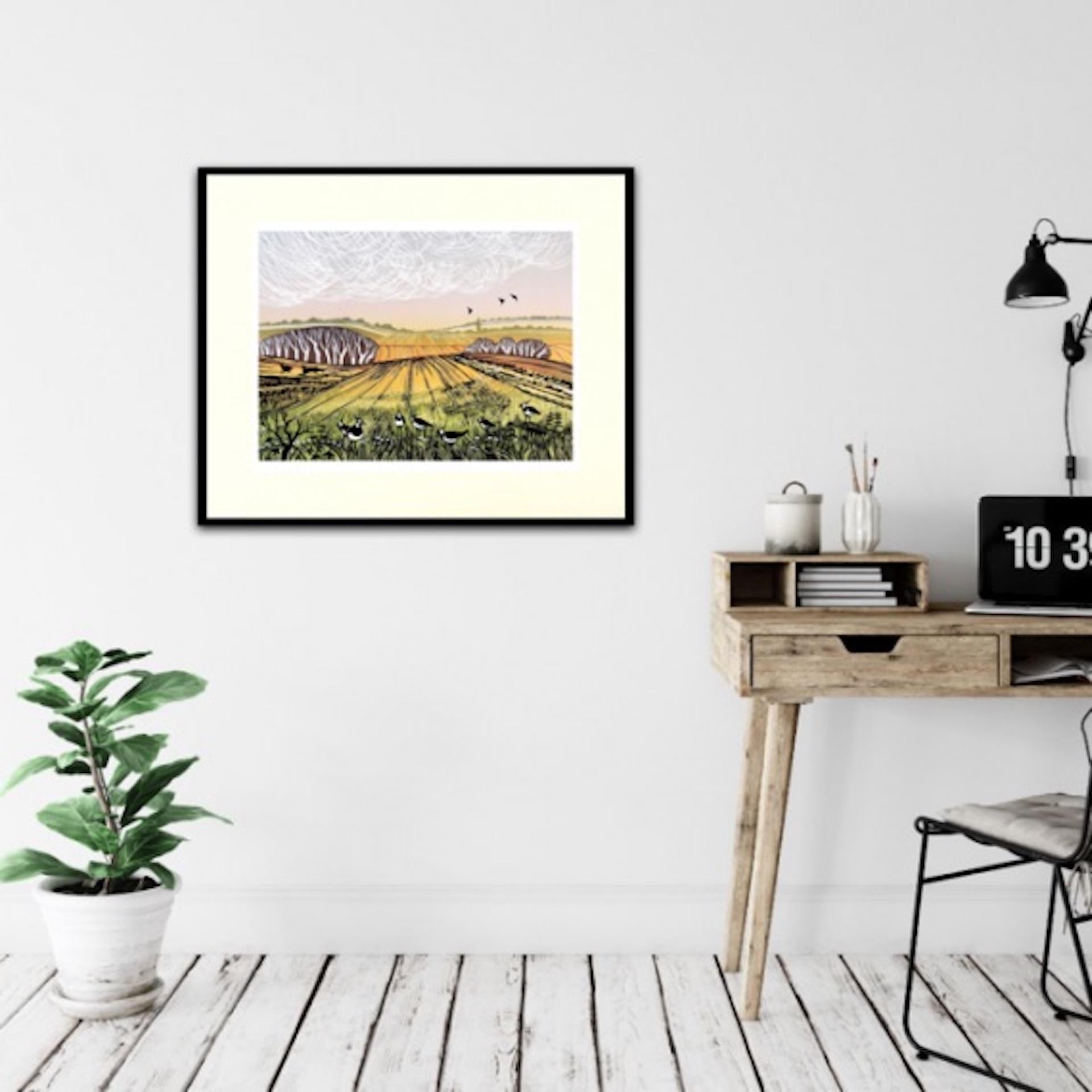 A Fine Day For Lapwings, Rob Barnes, estampe en édition limitée, œuvre d'art de paysage en vente 4