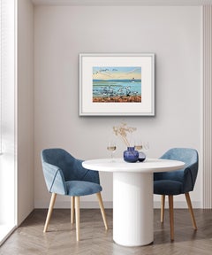 Avocets, Bird Art, UK Art, Landscape Print, Animal Artwork, Coastal Art