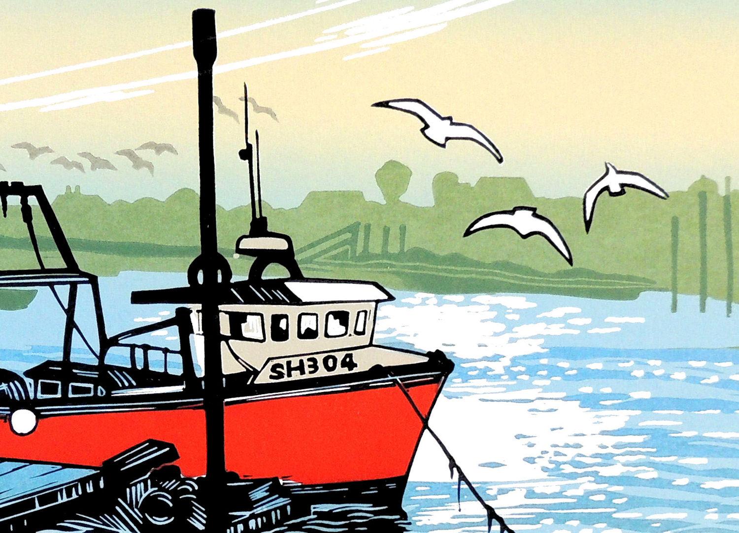 Boats and Floats, Limited edition art print, Landscape, Nature - Gray Abstract Print by Rob Barnes