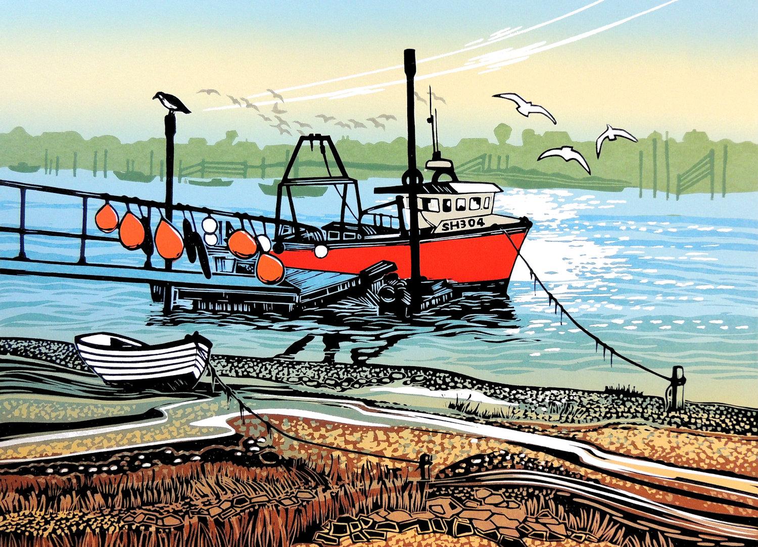 Rob Barnes Abstract Print - Boats and Floats, Limited edition art print, Landscape, Nature