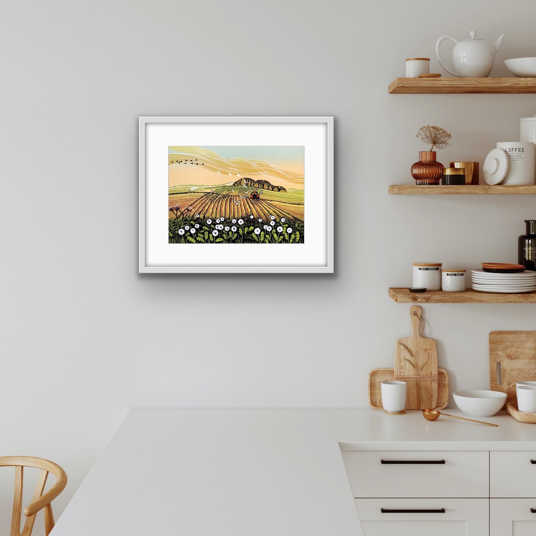 Dandelion Clocks, Landscape Print, Rural Countryside Art, Tractor Art, Harvest For Sale 5