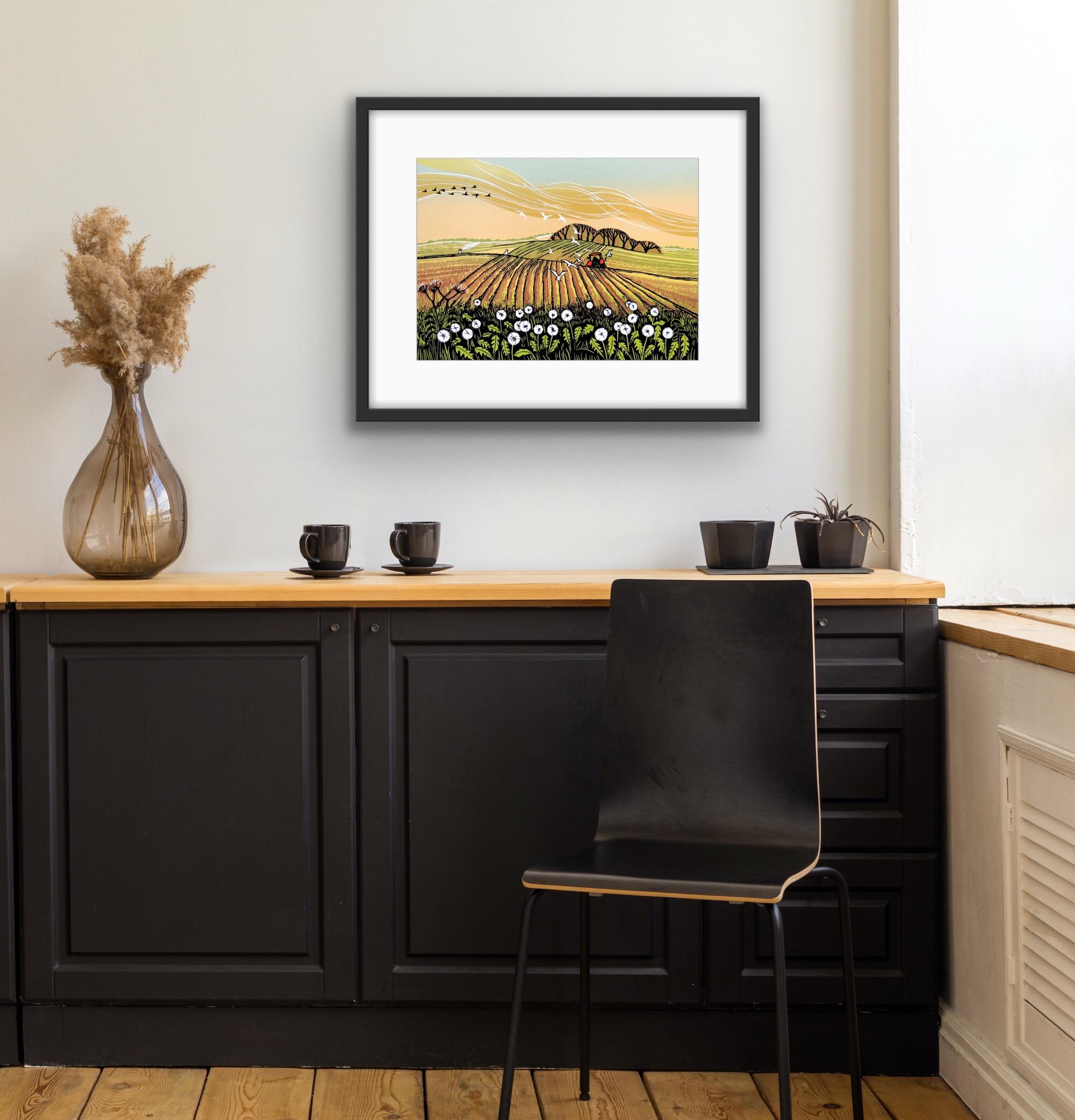 Dandelion Clocks, Landscape Print, Rural Countryside Art, Tractor Art, Harvest For Sale 6