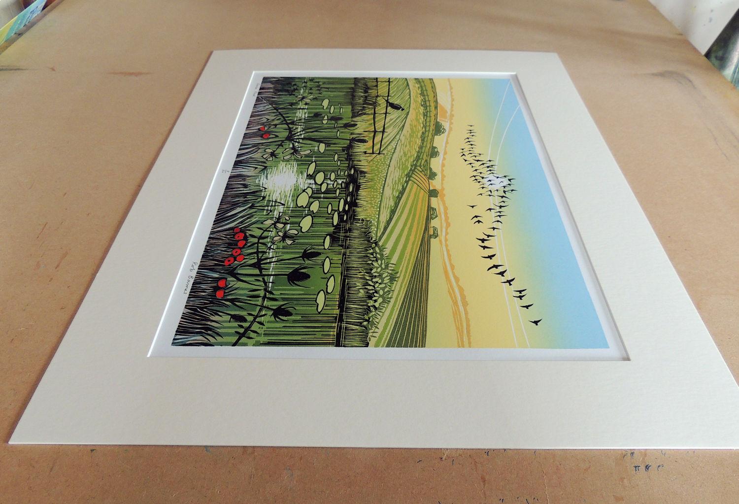 Farm Pond, Impression d'art en édition limitée, Paysage, Nature - Marron Abstract Print par Rob Barnes