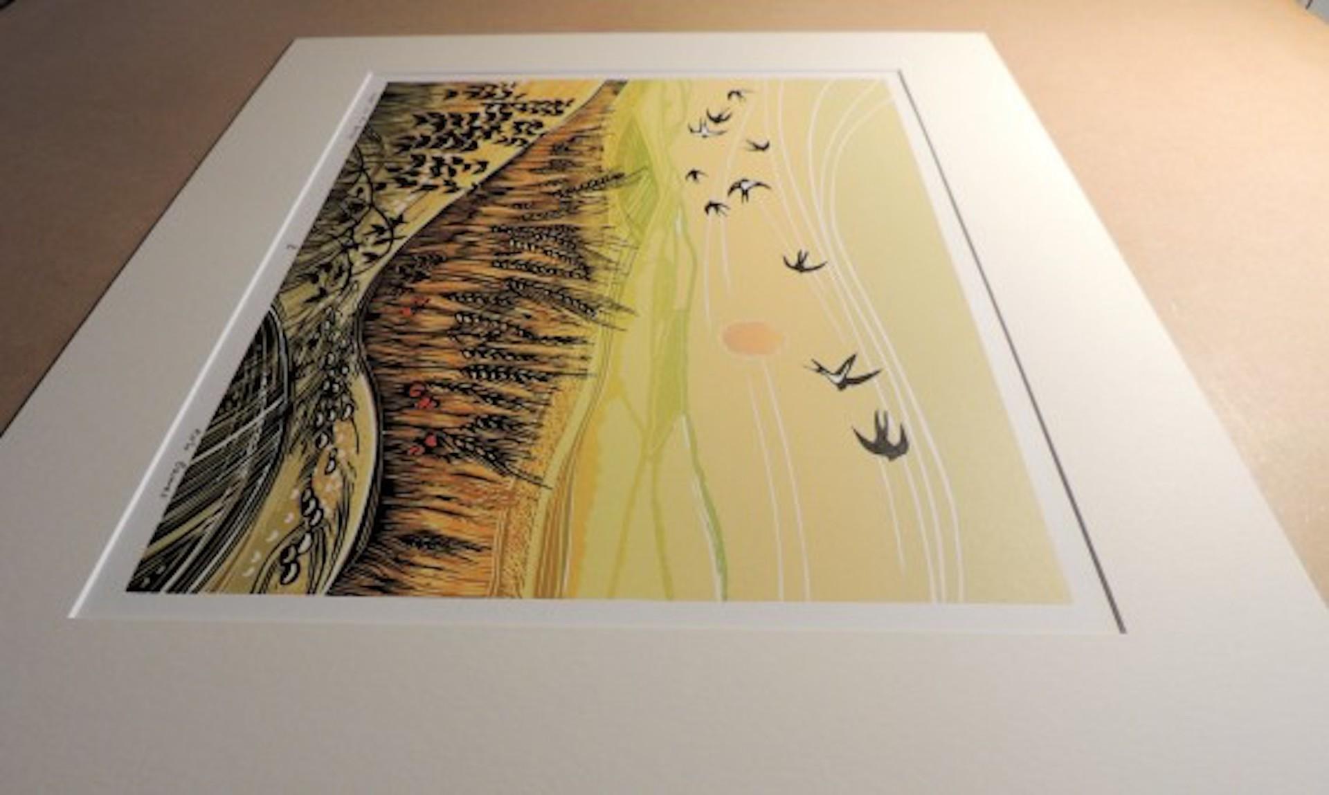 Vuelo sobre la cebada, Rob Barnes, Impresión de edición limitada, Obra de arte de aves de campo en venta 6