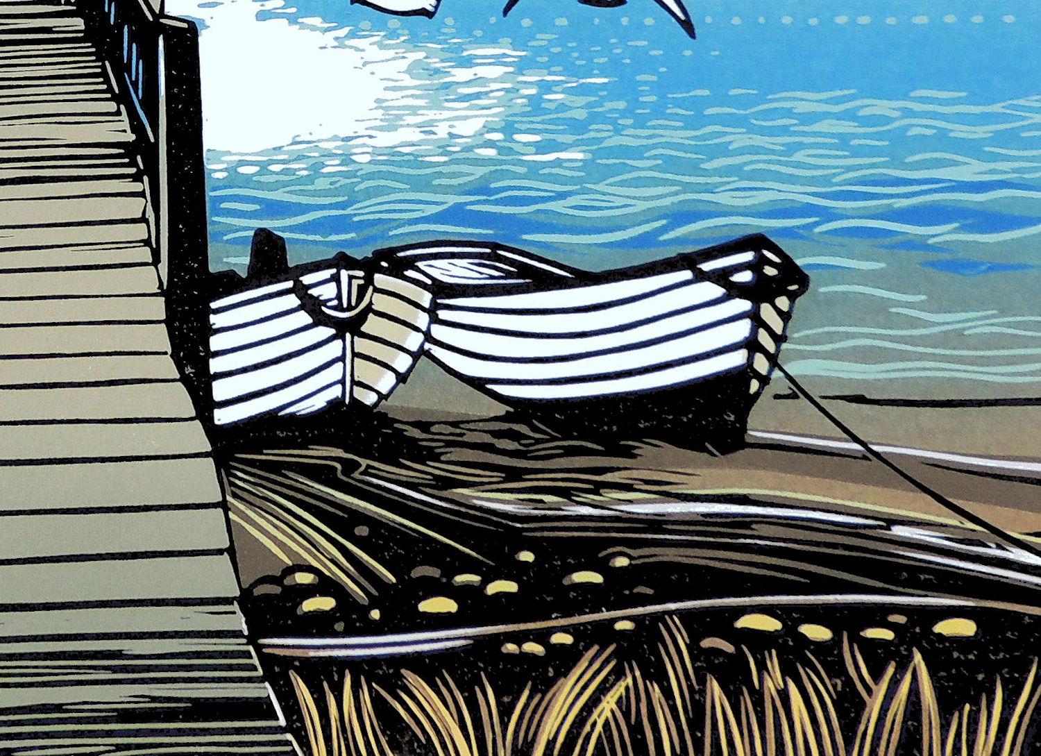 Se trata de un par de grabados linograbados de edición limitada de Rob Barnes .

A lo largo de la costa (edición de 50)
Este linograbado se inspiró en estar en un barco pesquero hace muchos años, pero esta vez mirando hacia el faro de la costa de
