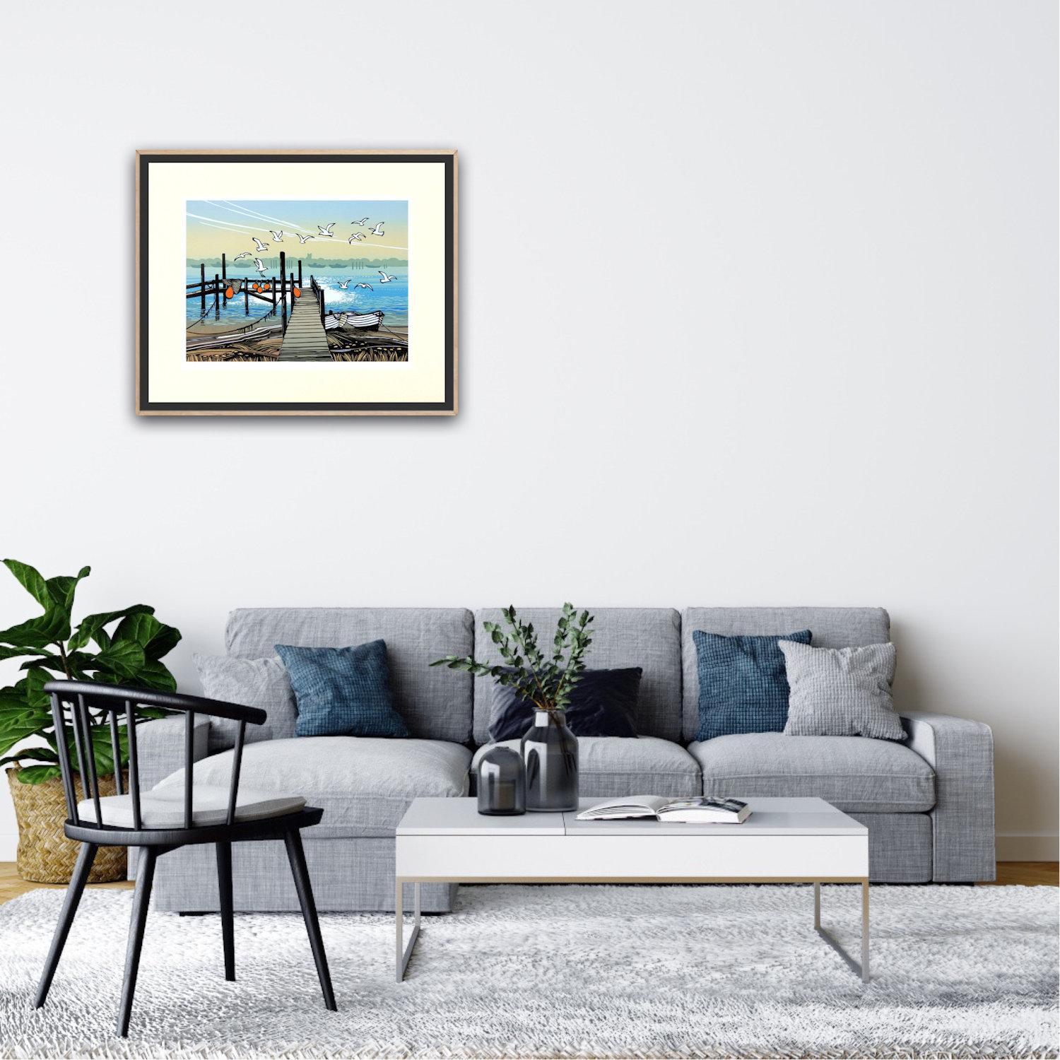 Aterrizaje de gaviotas, Impresión artística en edición limitada, Paisaje, Naturaleza en venta 1