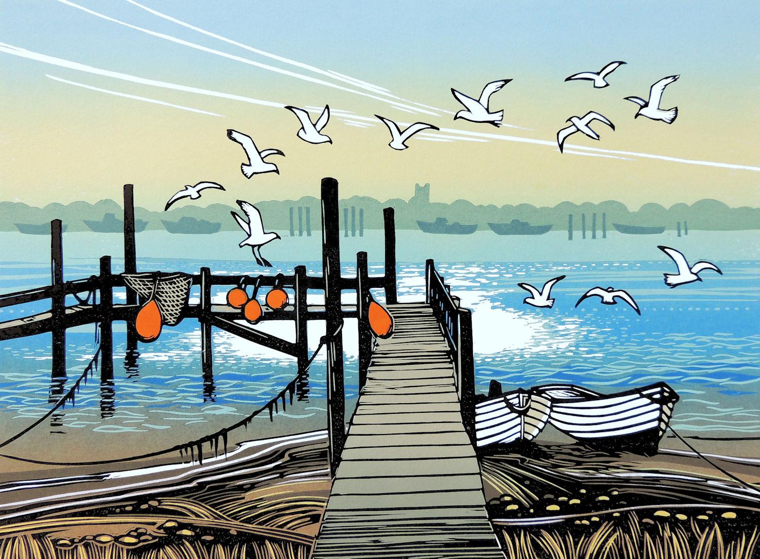 Landscape Print de Rob Barnes - Aterrizaje de gaviotas, Impresión artística en edición limitada, Paisaje, Naturaleza