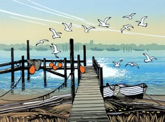 Aterrizaje de gaviotas, Impresión artística en edición limitada, Paisaje, Naturaleza