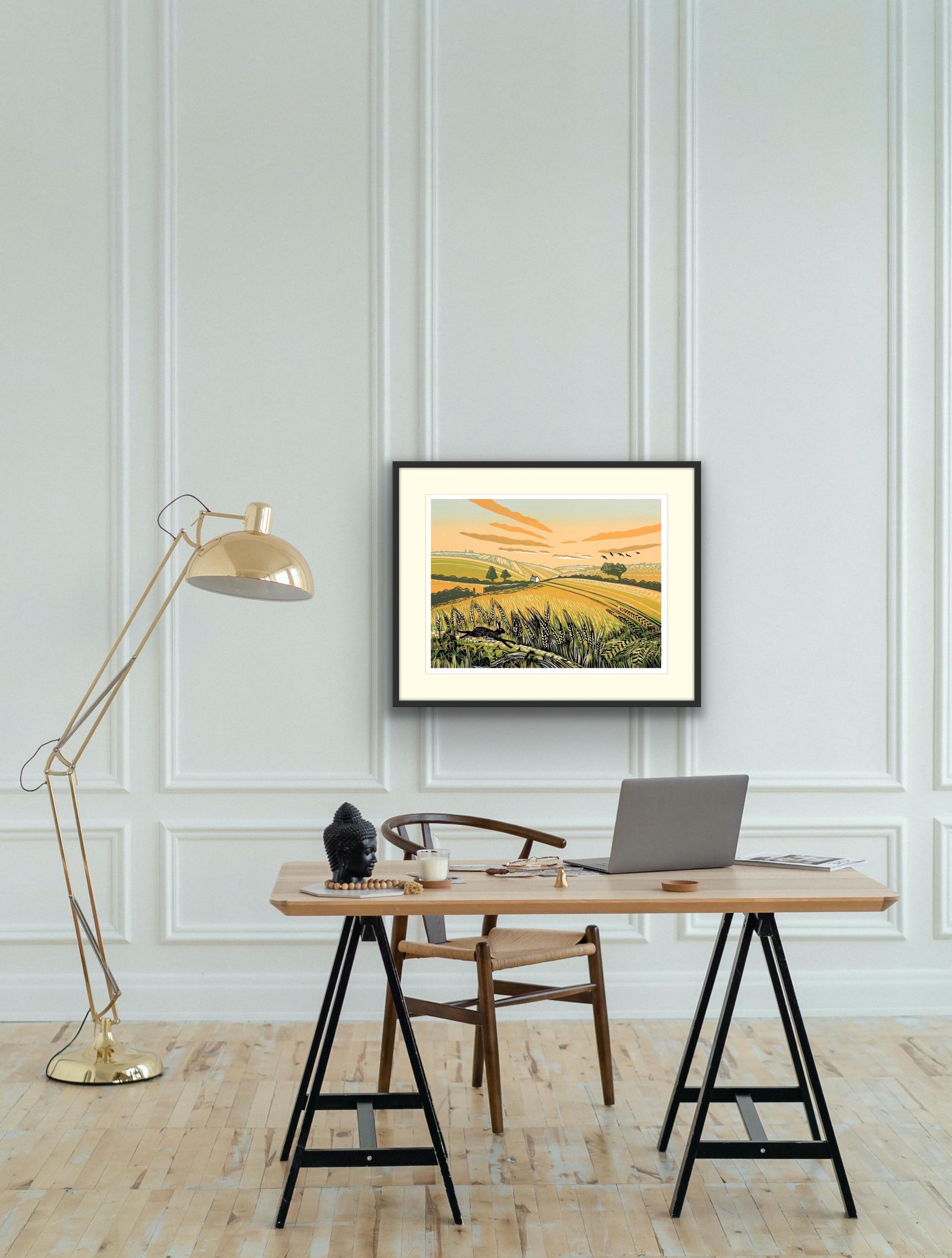 Running Through The Barley & Running Hares, Set of 2, Limited edition art print For Sale 6
