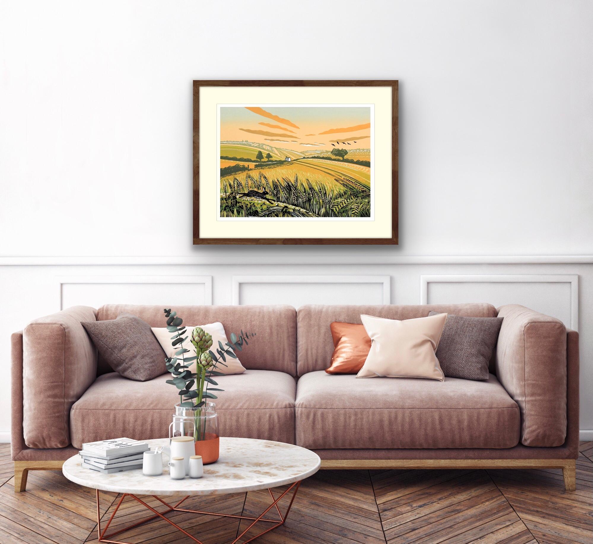 Running Through The Barley & Running Hares, Set of 2, Limited edition art print - Contemporary Print by Rob Barnes