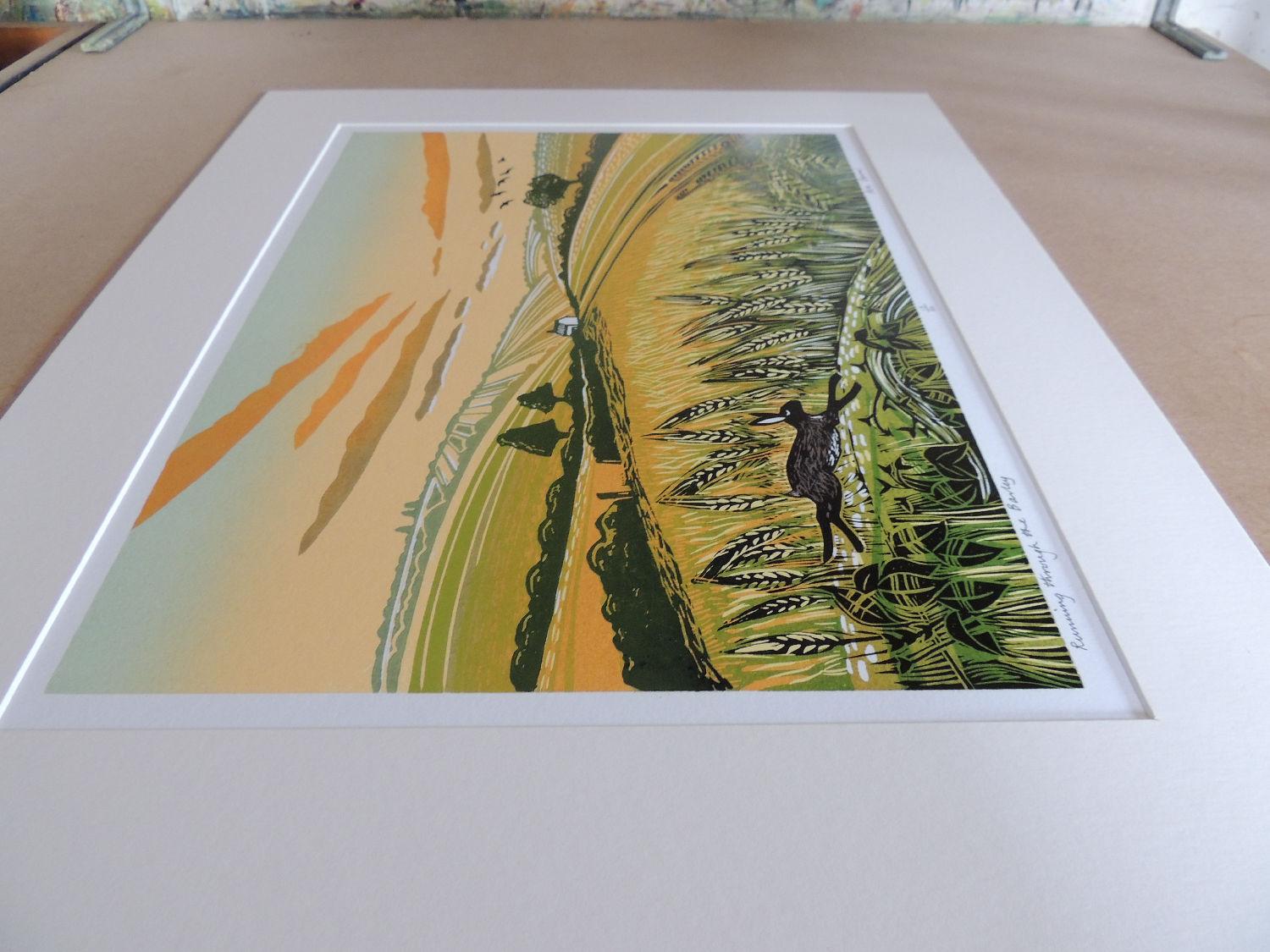 Running Through The Barley & Running Hares, Set of 2, Limited edition art print For Sale 1