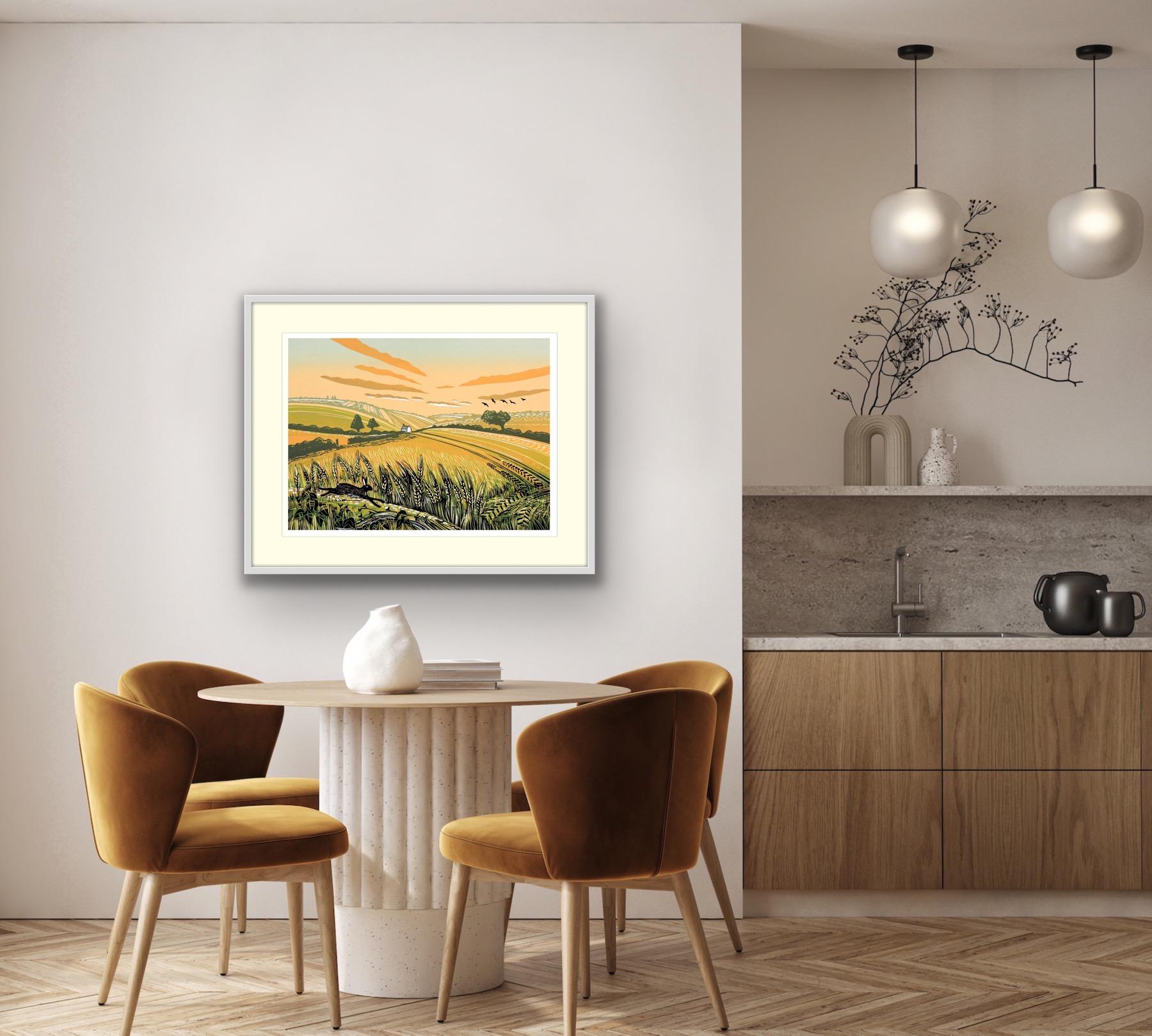 Running Through The Barley & Running Hares, Set of 2, Limited edition art print For Sale 4