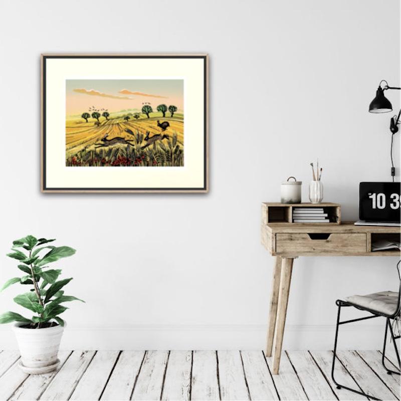 Correr salvaje y cazar en los campos, díptico, Impresión artística en edición limitada, Paisaje en venta 5