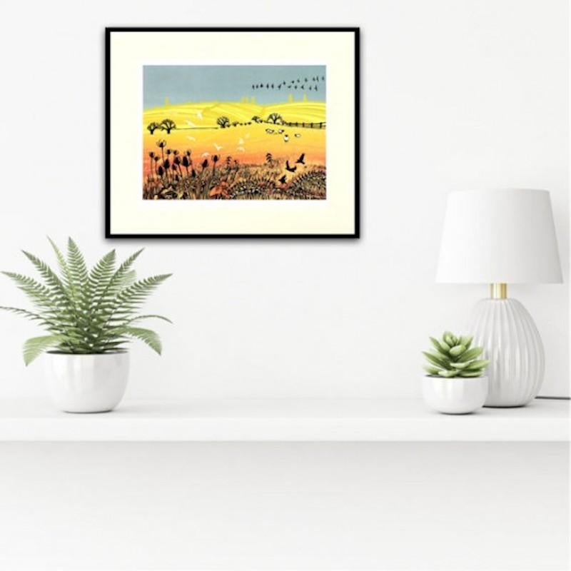 Sunlight across the fields, limited edition print, landscape print, animal print - Contemporary Print by Rob Barnes