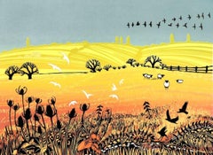 Sunlight across the fields, limited edition print, landscape print, animal print