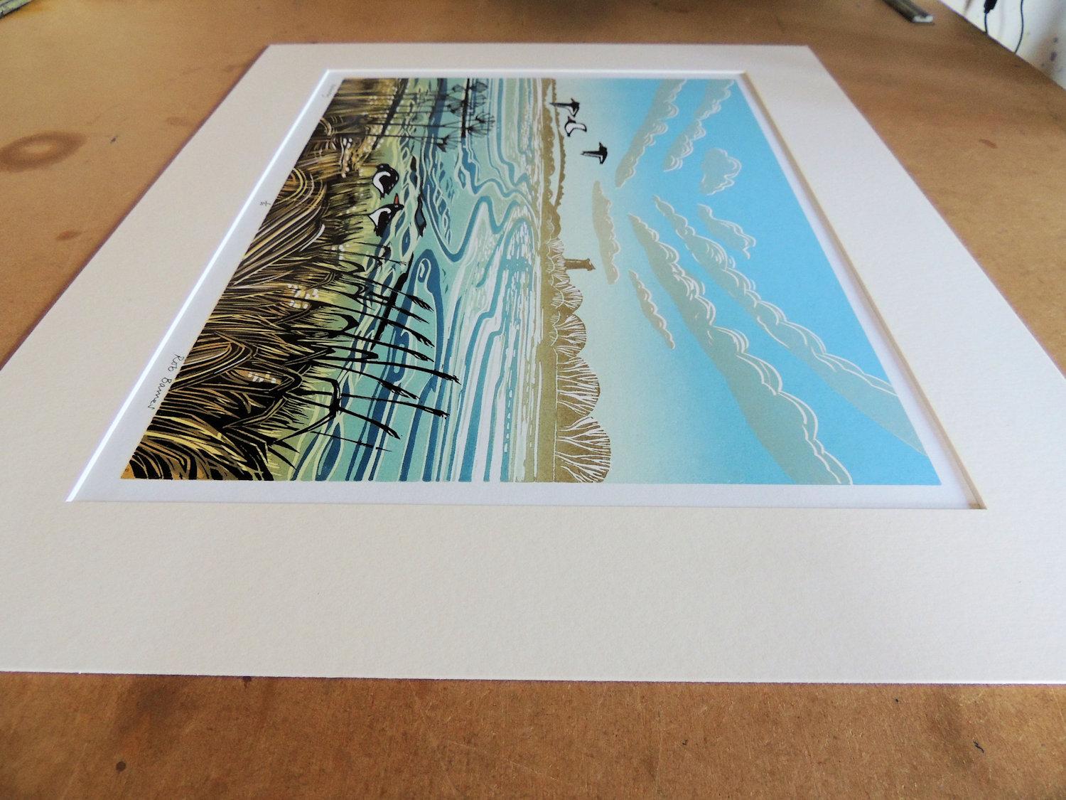 Waterway with Linocut, Print by Rob Barnes 3