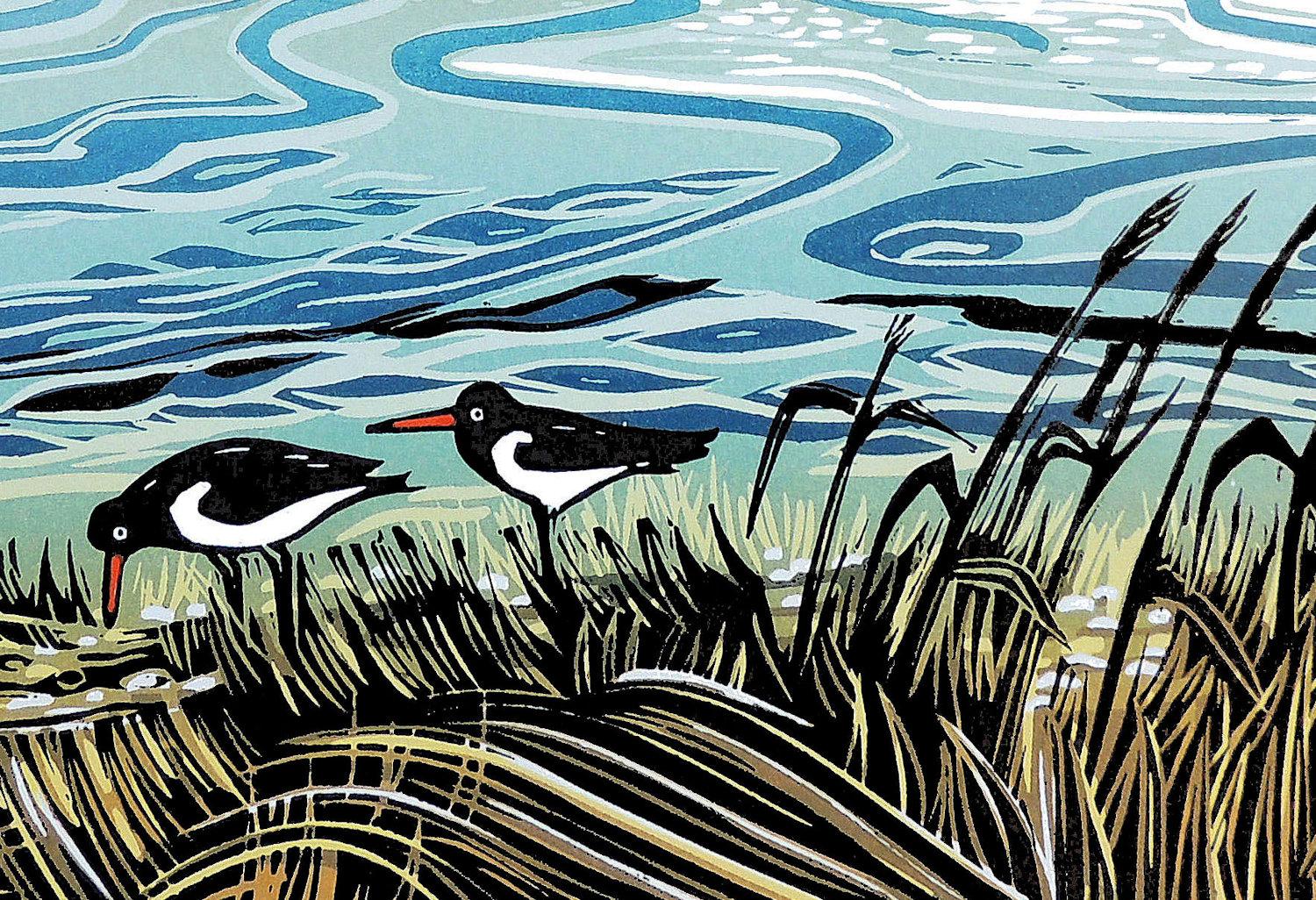 Waterway with Linocut, Print by Rob Barnes For Sale 5