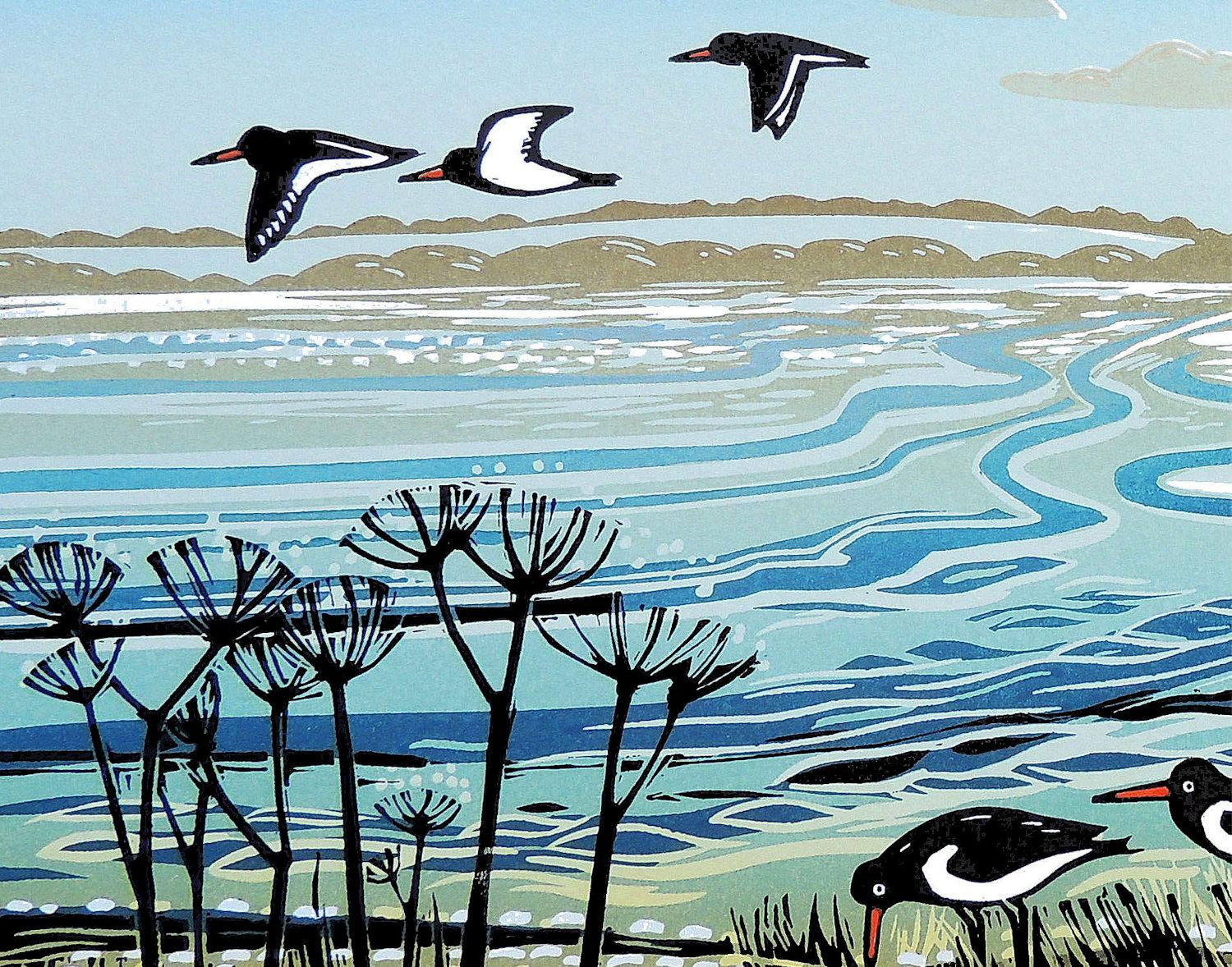 Waterway with Linocut, Print by Rob Barnes For Sale 6