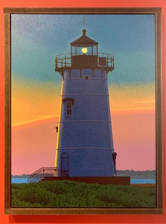 "Edgartown Light" Photo realistic oil painting of Martha's Vineyard lighthouse