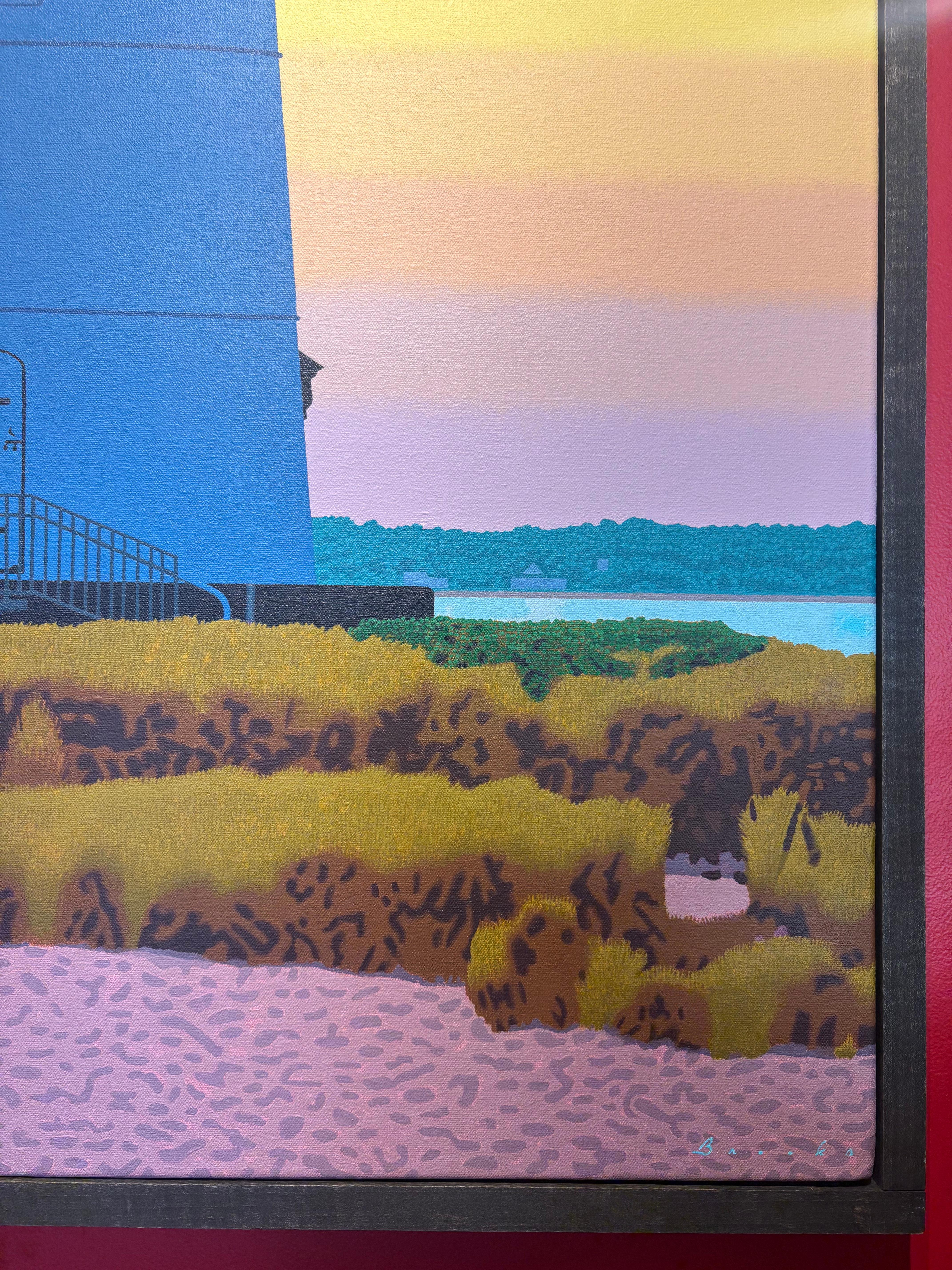 Leuchtturm und Stationwaggon „Here Comes the Sun“ am Strand am Meer im Angebot 4