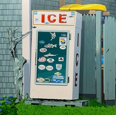 "MV Ice" still life of iconic Marthas Vineyard Ice box in Edgartown