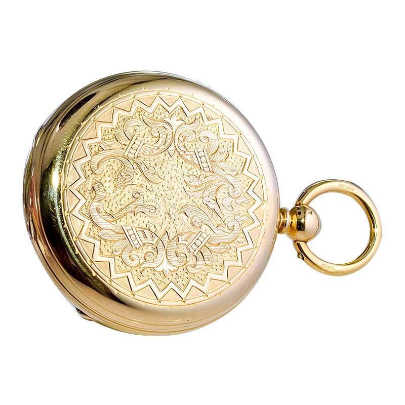 Rob Crook 18 Karat Yellow Gold Open Faced Keywind Pocket Watch, circa 1845 For Sale 2