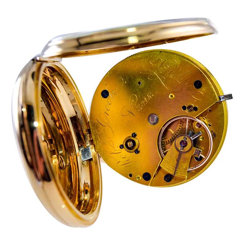 Rob Crook 18 Karat Yellow Gold Open Faced Keywind Pocket Watch, circa 1845 For Sale 4