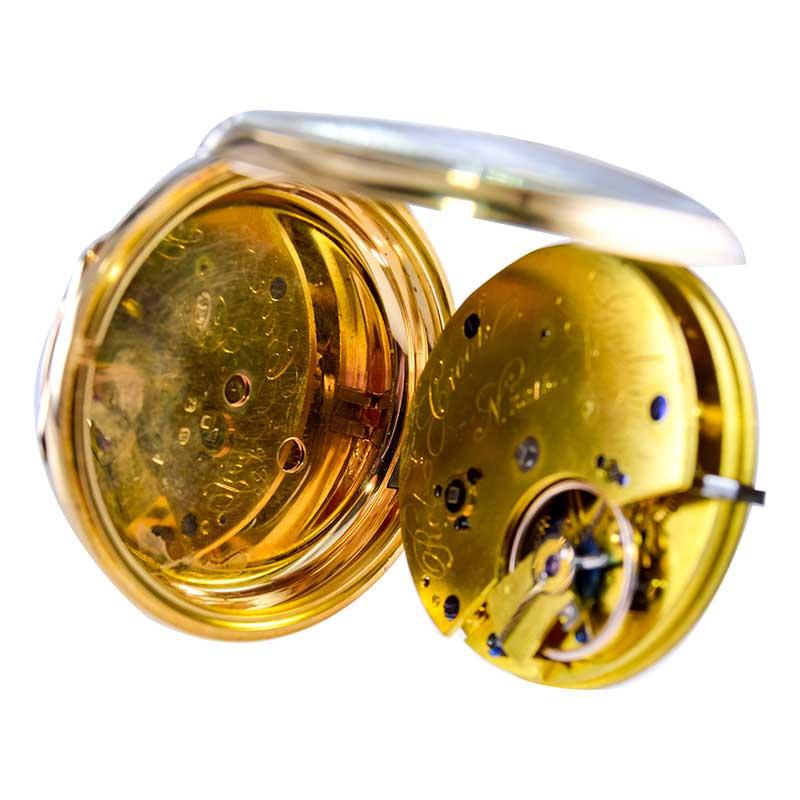 Rob Crook 18 Karat Yellow Gold Open Faced Keywind Pocket Watch, circa 1845 For Sale 6