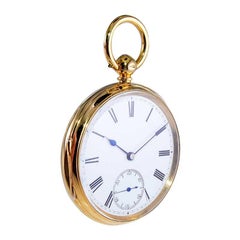 Offene, facettierte Schlüsselwind-Taschenuhr von Rob Crook aus 18 Karat Gelbgold, um 1845