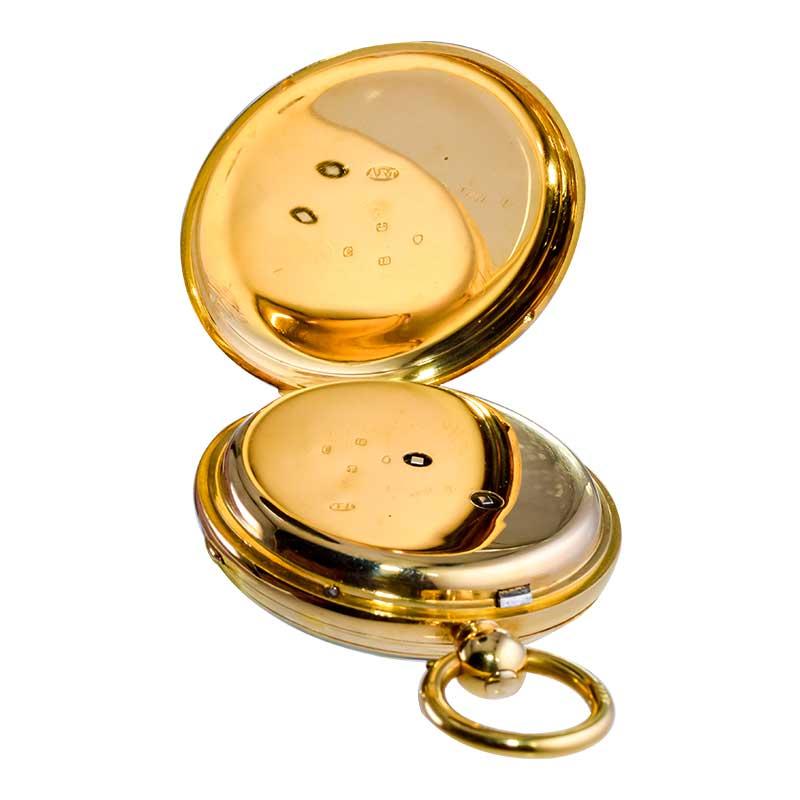 Women's or Men's Rob Crook 18 Karat Yellow Gold Open Faced Keywind Pocket Watch, circa 1845 For Sale