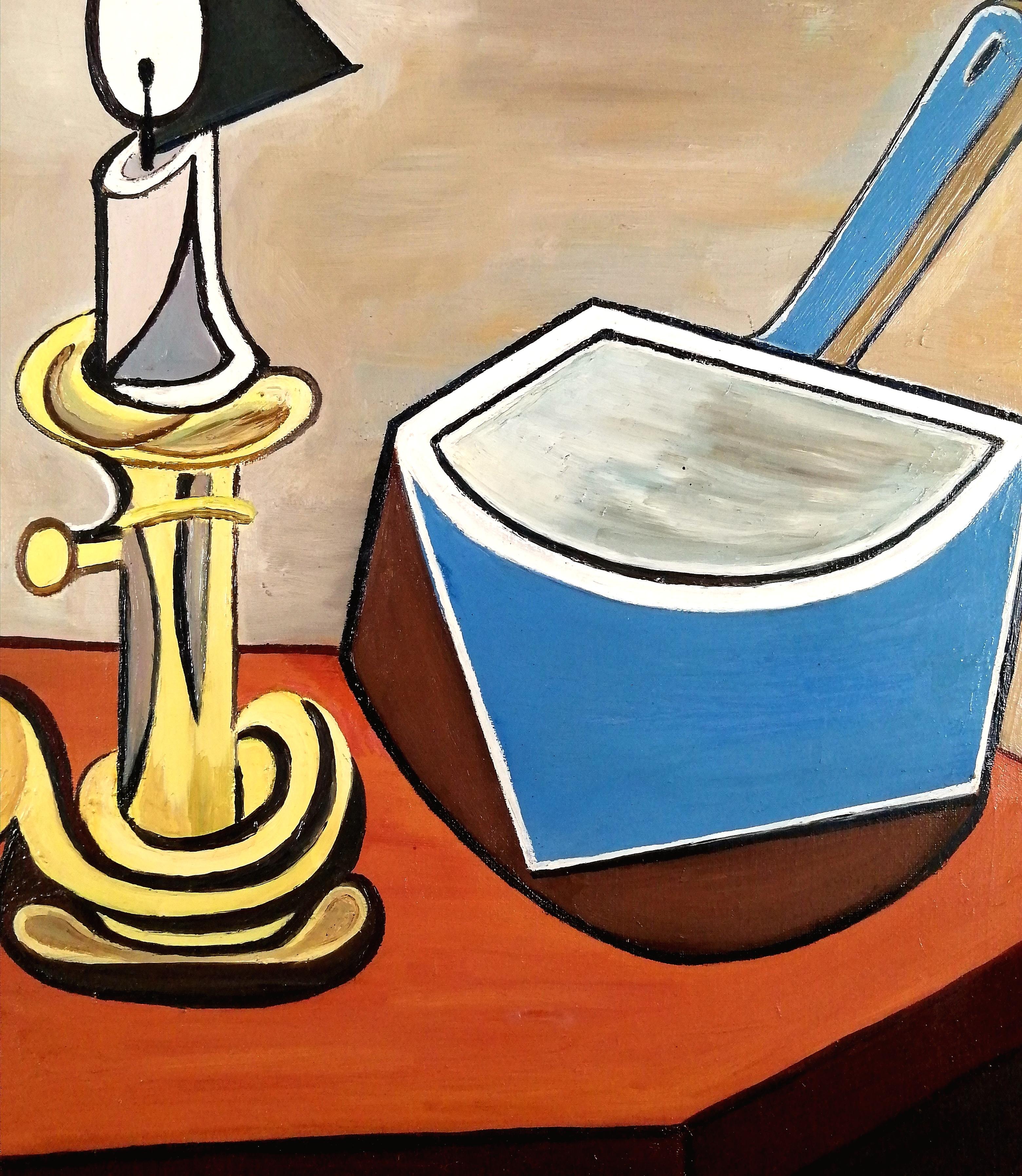 Nature morte - Mid 20th Century Belgian Cubist Oil on Canvas Modernist Painting en vente 2