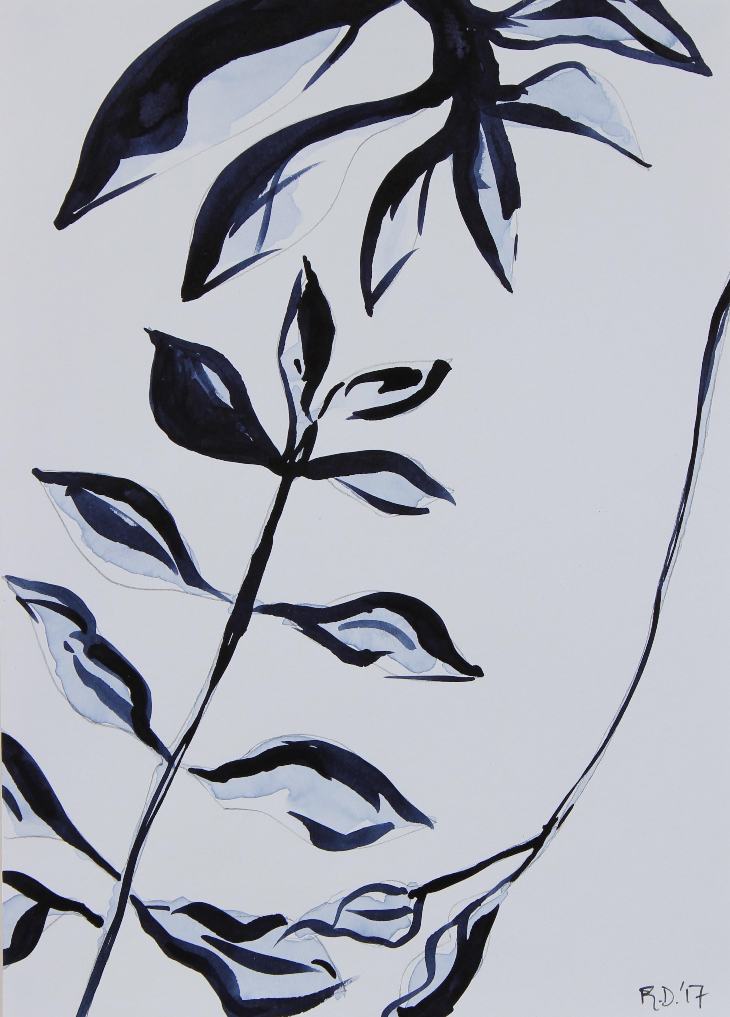 " Botanicals of Orquevaux VIII "  2017 Ink 
Graphite Abstract Still Life - Mixed Media Art by Rob Delamater